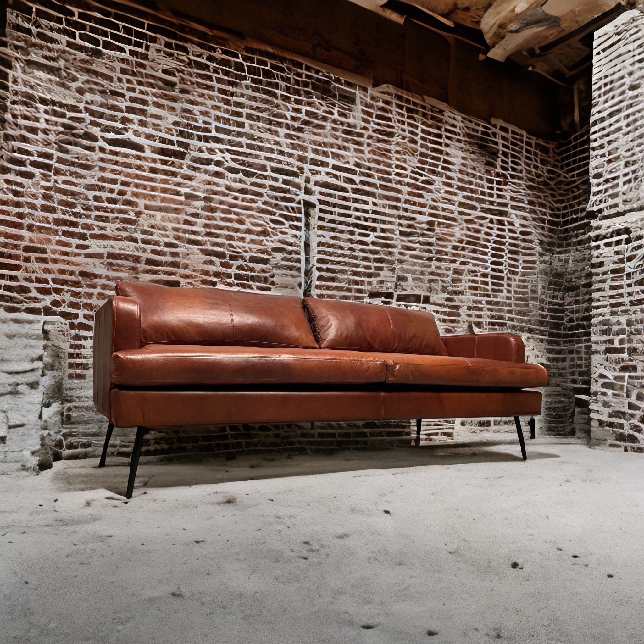 Sofa de Cuero – Slim Sasiori Color Hunter Red Brown, asiento liso, Cuero 100% Natural Uruguayo 7